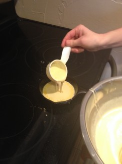 Pouring the batter
