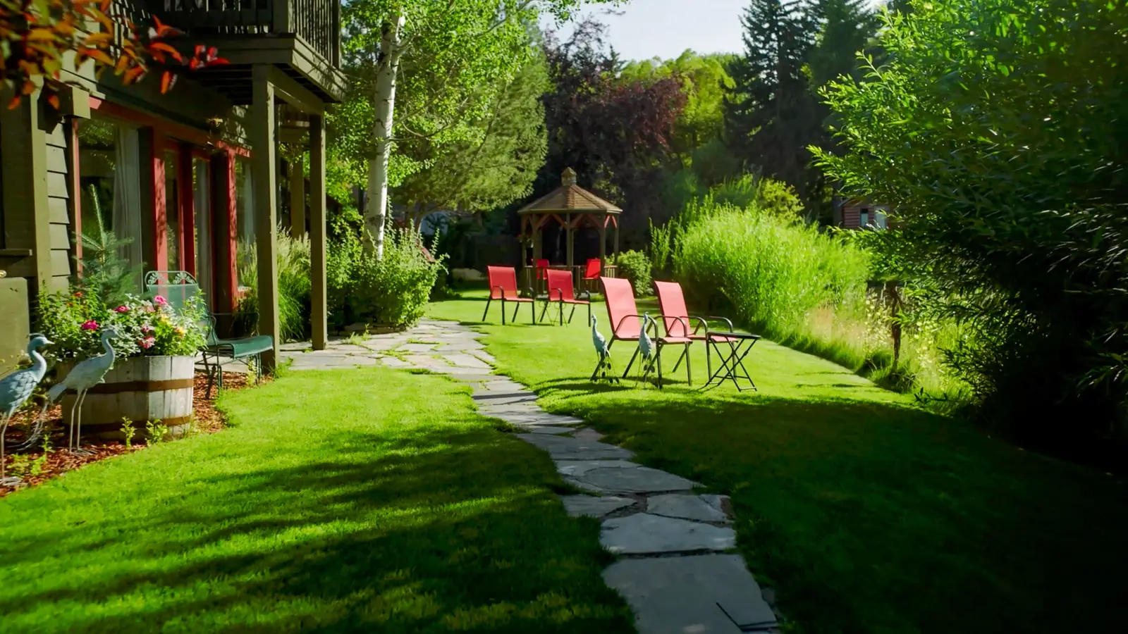 Creekside garden in all four seasons at Inn on the Creek