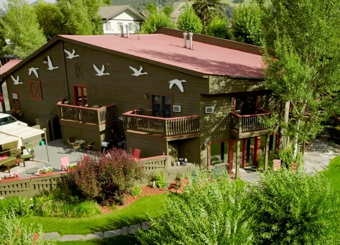 Inn on the Creek exterior along Flat Creek in Jackson Hole